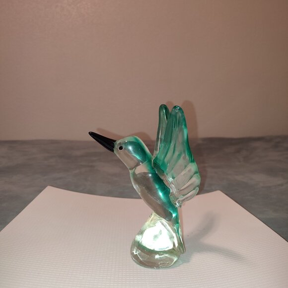 Glass Art Hummingbird Bird Colibri Teal Home Decor Office Vintage - Picture 6 of 11